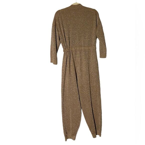 J. Crew Gold Shimmer Lurex® wrap sweater-jumpsuit Size Medium MSRP 198.00 - Picture 4 of 12